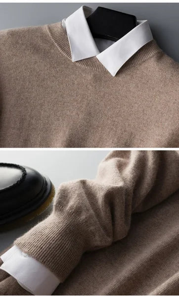 Men Cashmere Sweater Autumn Winter Soft Warm Jersey Jumper Robe Hombre Pull Homme Hiver Pullover V-Neck O-Neck Knitted Sweaters