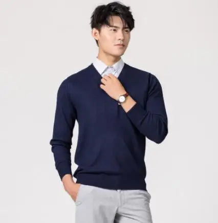 Men Cashmere Sweater Autumn Winter Soft Warm Jersey Jumper Robe Hombre Pull Homme Hiver Pullover V-Neck O-Neck Knitted Sweaters
