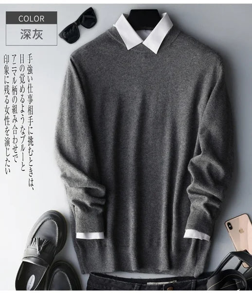 Men Cashmere Sweater Autumn Winter Soft Warm Jersey Jumper Robe Hombre Pull Homme Hiver Pullover V-Neck O-Neck Knitted Sweaters