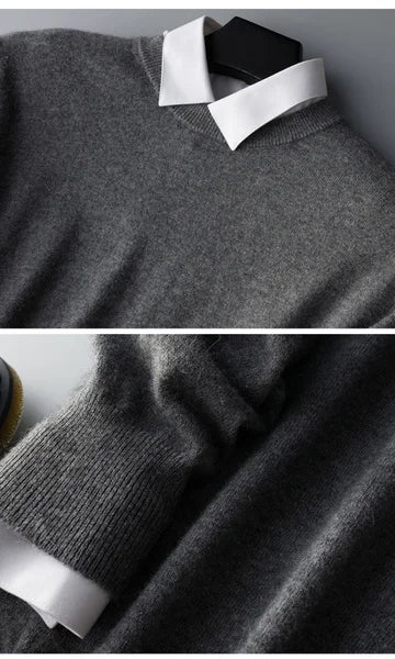 Men Cashmere Sweater Autumn Winter Soft Warm Jersey Jumper Robe Hombre Pull Homme Hiver Pullover V-Neck O-Neck Knitted Sweaters
