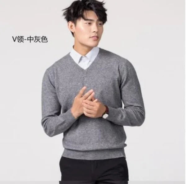 Men Cashmere Sweater Autumn Winter Soft Warm Jersey Jumper Robe Hombre Pull Homme Hiver Pullover V-Neck O-Neck Knitted Sweaters