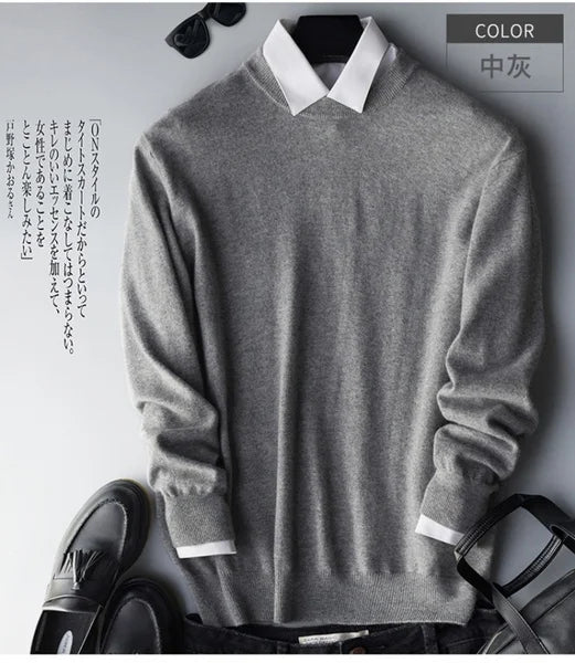 Men Cashmere Sweater Autumn Winter Soft Warm Jersey Jumper Robe Hombre Pull Homme Hiver Pullover V-Neck O-Neck Knitted Sweaters