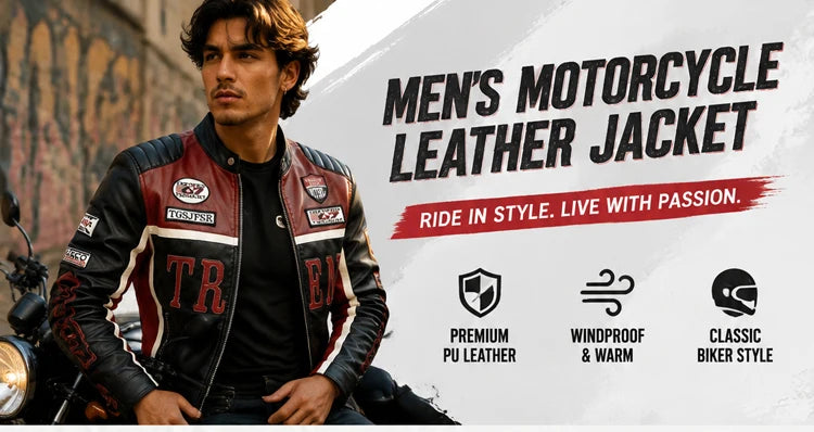 Spring Autumn Men's PU Leather Jackets Fashion Man Embroidery Motorcycle Moto Coats Man Windbreaker Zipper Leather Jackets