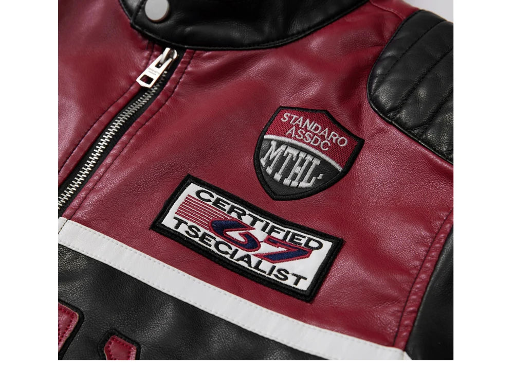 Spring Autumn Men's PU Leather Jackets Fashion Man Embroidery Motorcycle Moto Coats Man Windbreaker Zipper Leather Jackets