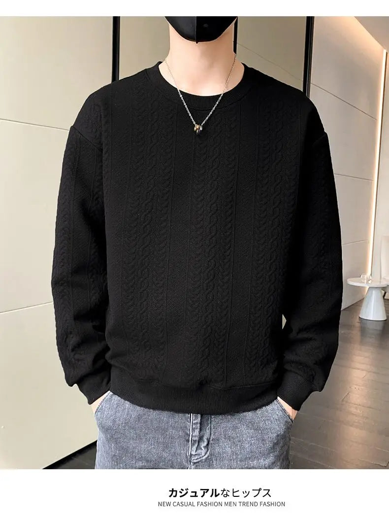 Men's Spring Autumn Pullover Sweatshirt Loose New Fashion Trend Versatile Slimming