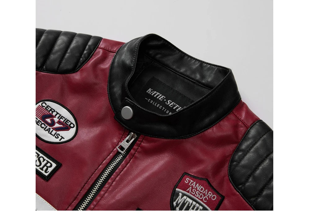 Spring Autumn Men's PU Leather Jackets Fashion Man Embroidery Motorcycle Moto Coats Man Windbreaker Zipper Leather Jackets