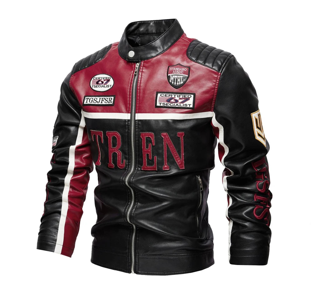 Spring Autumn Men's PU Leather Jackets Fashion Man Embroidery Motorcycle Moto Coats Man Windbreaker Zipper Leather Jackets