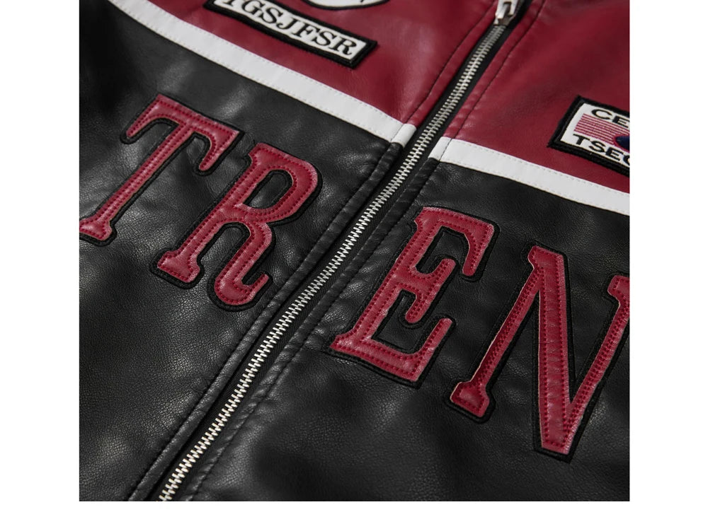 Spring Autumn Men's PU Leather Jackets Fashion Man Embroidery Motorcycle Moto Coats Man Windbreaker Zipper Leather Jackets