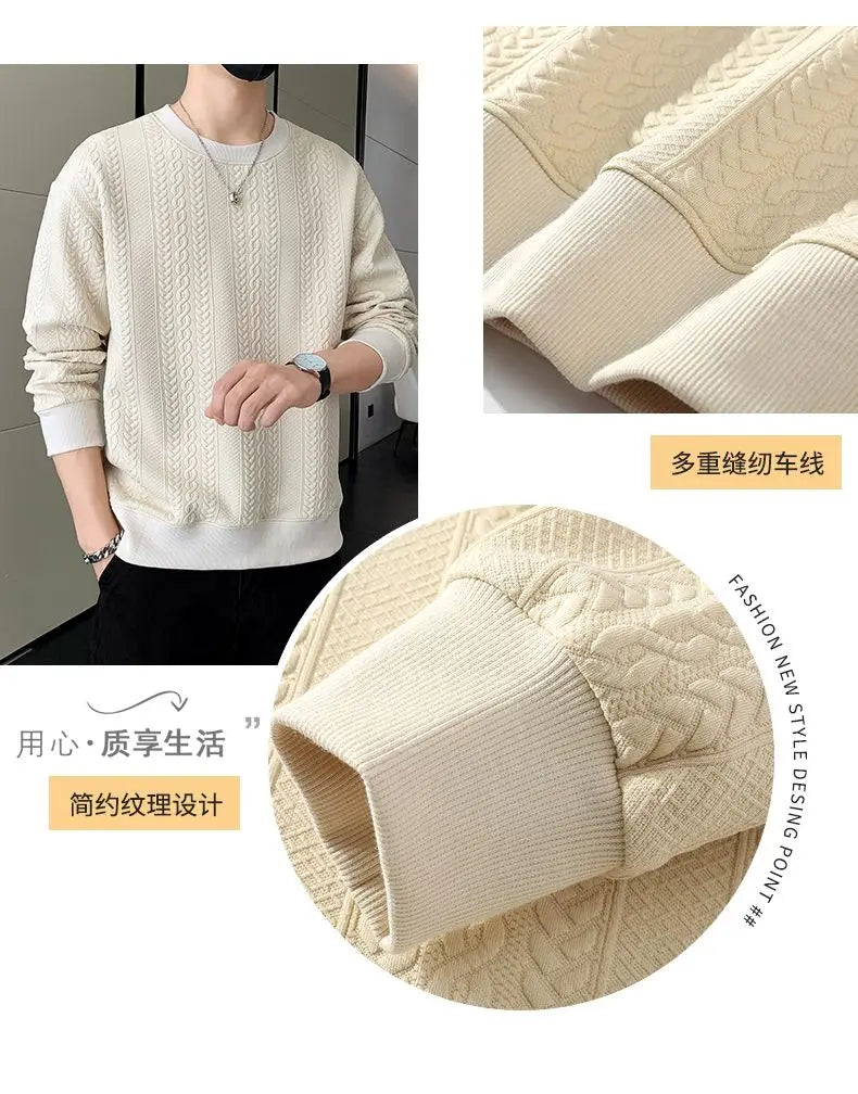 Men's Spring Autumn Pullover Sweatshirt Loose New Fashion Trend Versatile Slimming