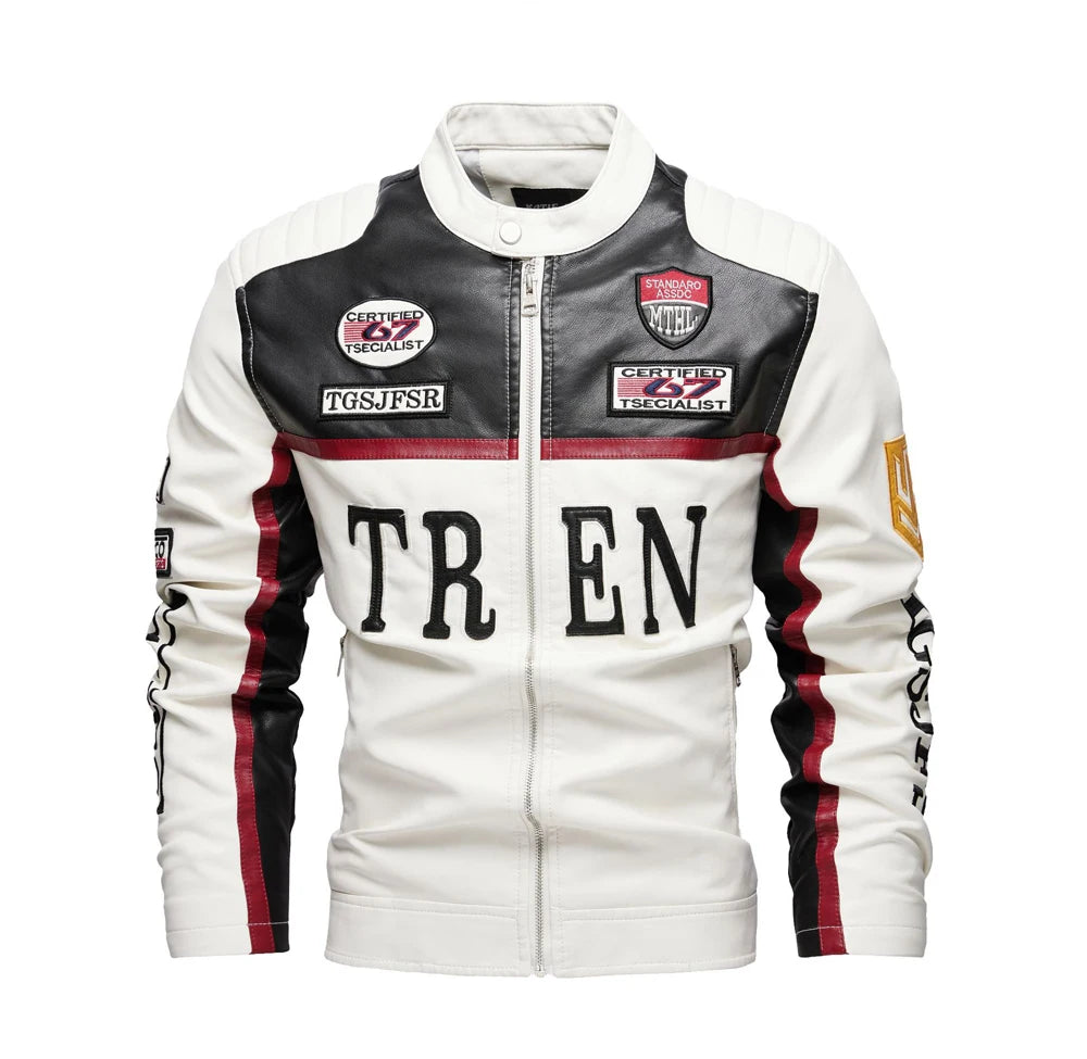 Spring Autumn Men's PU Leather Jackets Fashion Man Embroidery Motorcycle Moto Coats Man Windbreaker Zipper Leather Jackets