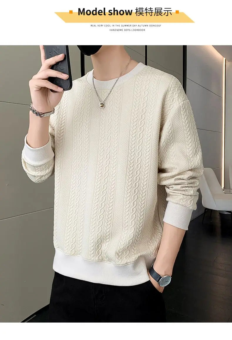 Men's Spring Autumn Pullover Sweatshirt Loose New Fashion Trend Versatile Slimming