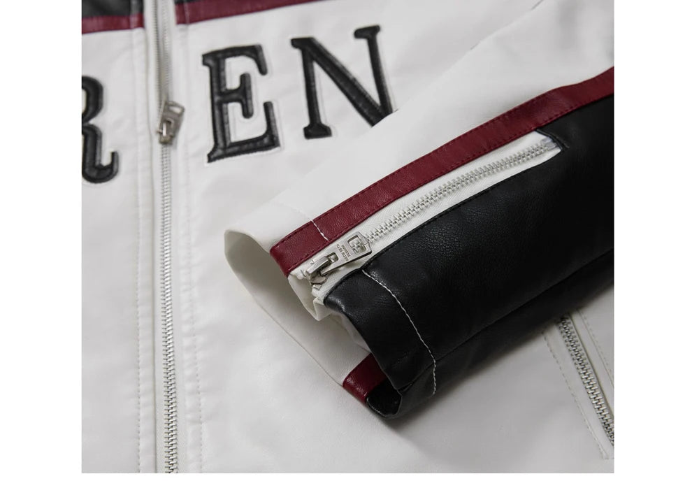 Spring Autumn Men's PU Leather Jackets Fashion Man Embroidery Motorcycle Moto Coats Man Windbreaker Zipper Leather Jackets