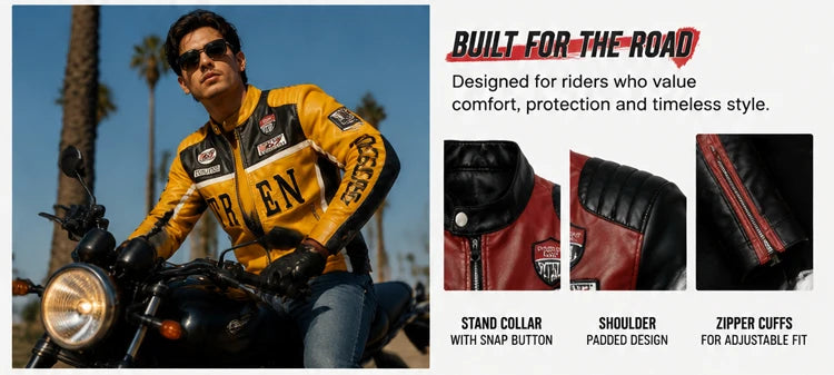Spring Autumn Men's PU Leather Jackets Fashion Man Embroidery Motorcycle Moto Coats Man Windbreaker Zipper Leather Jackets