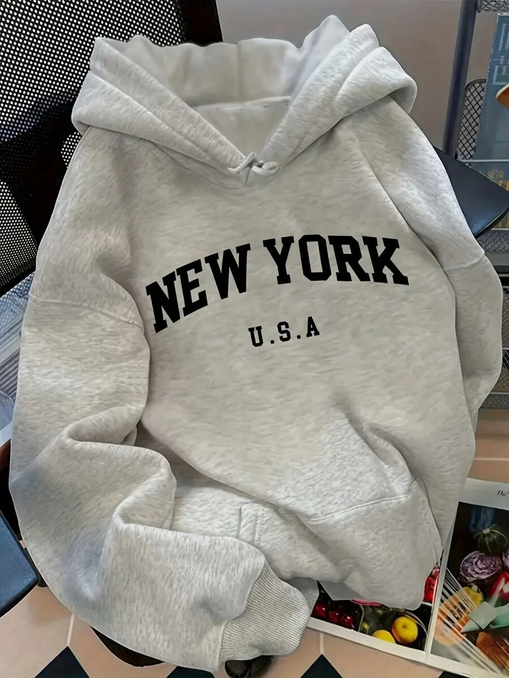 Relaxed Man and Women's Hoodie NEW YORK U.S.A. Lettering Pullover Sweatshirt Fashion Casual HipHop Sweatshirt Harajuku Unisex