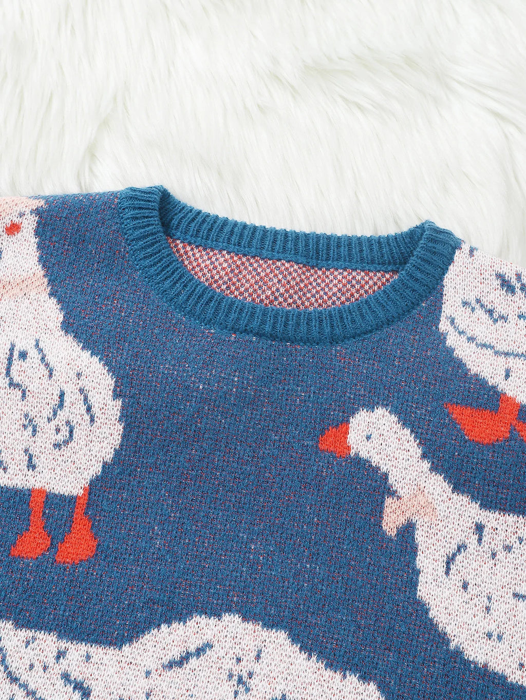 Men's Casual Sweater with Duck Print, Color-Blocking Design, Soft Knit Long-Sleeve Crew Neck Pullover. Casual Crew Neck Knit Pullover for Men, Suitable for Everyday Wear, Unisex Top for Going Out