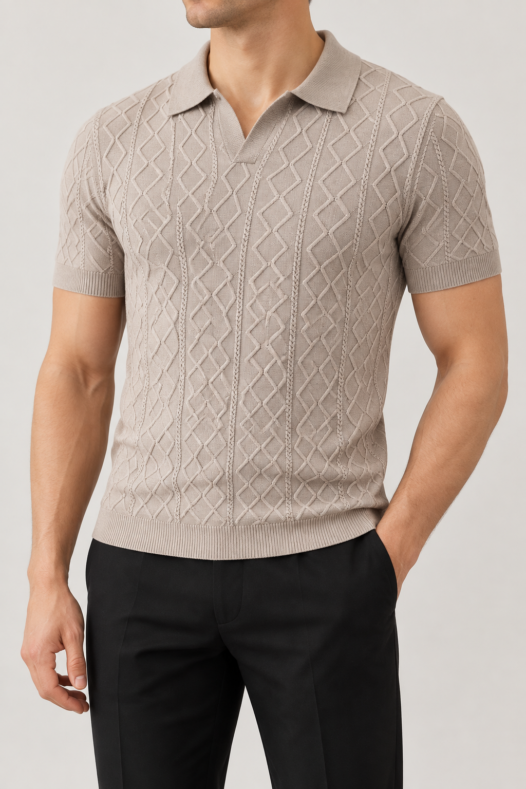 Polo Premium à Motifs Texturés
